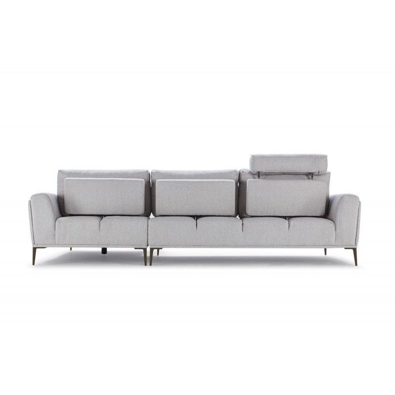 Canapé d'angle droit tissu gris clair modulable -  dossiers mobiles - ALIX