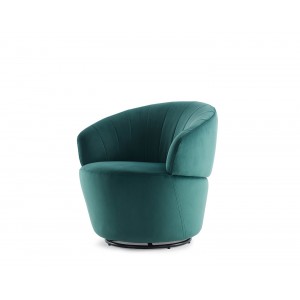 Fauteuil en tissu velours vert pivotant ultra confortable - design contemporain lounge  - COROLLA