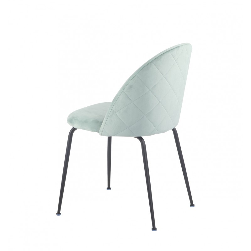 Lot de 4 Chaises vertes velours et pieds métal noirs - FARA