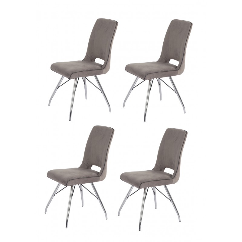 lot de 4 chaises velours taupe
