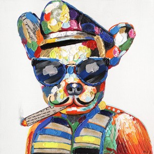 Peinture sur toile cadre décoratif mural multicolore - DOGGYTableau chien stylé Pop art peinture 50x50 cm - DOGGY SMOK
