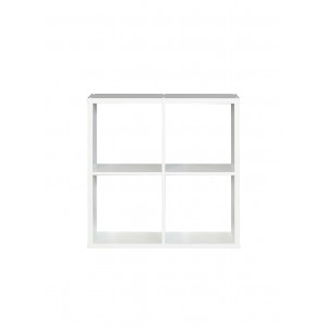 Etagère cube 4 casiers décor blanc - rangement bibliothèque moderne - Collection Classico