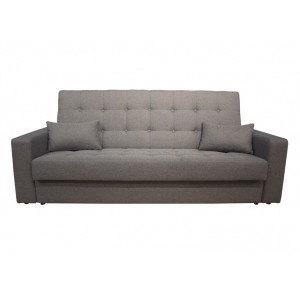 Canapé Convertible 3 places Confortable gris avec coffre - Design Classique - STUDY
