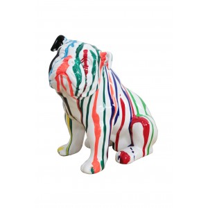Statue bulldog anglais multicolore en résine - LUCIEN