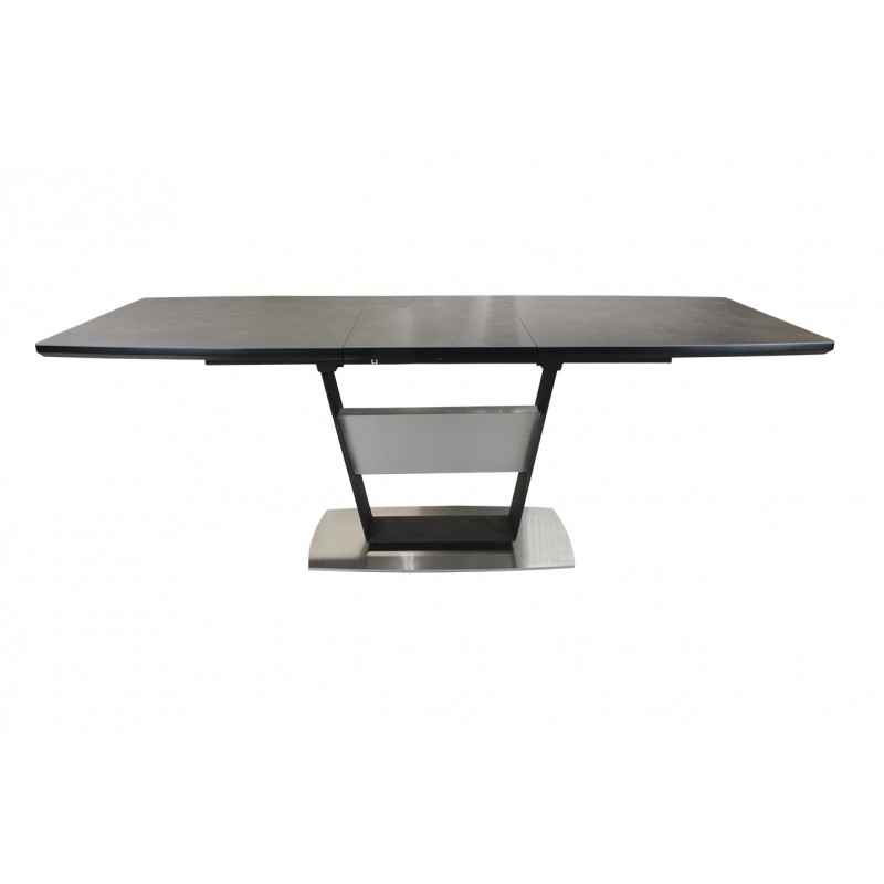 Table de repas rectangulaire extensible 160/210 cm céramique gris piétement métal - Design contemporain - DIVINE
