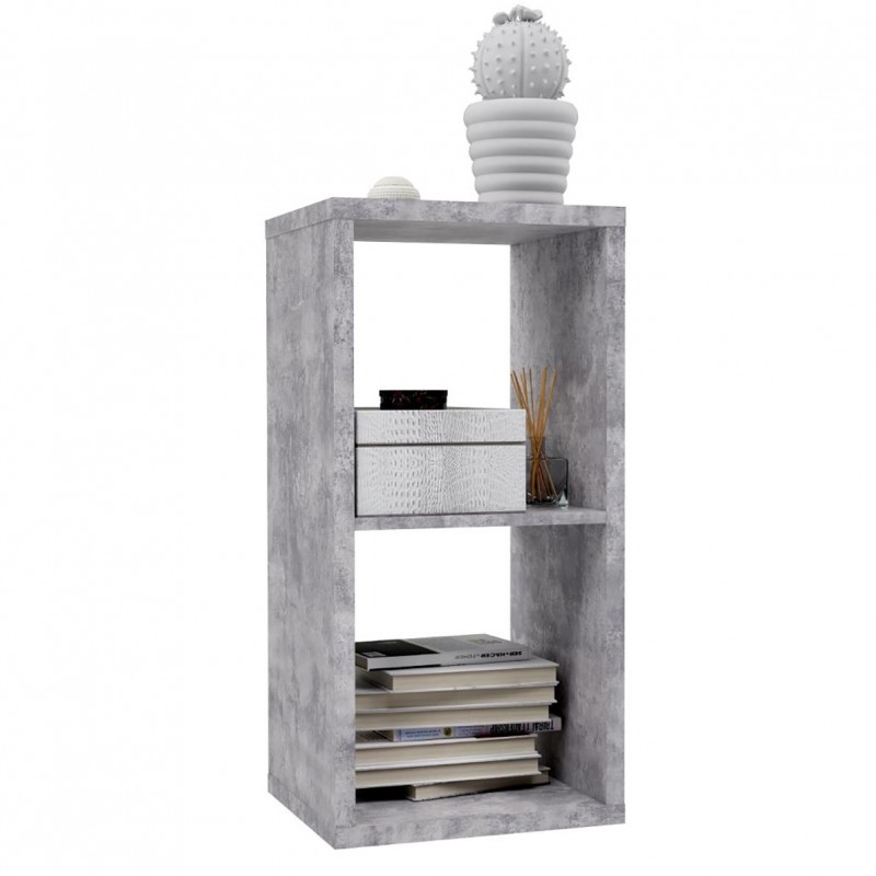 Etagère cube 2 casiers décor béton gris - CLASSICO