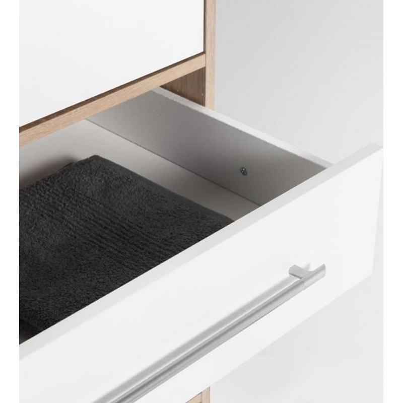 Armoire dressing blanc et aspect chêne clair 4 portes - FARO