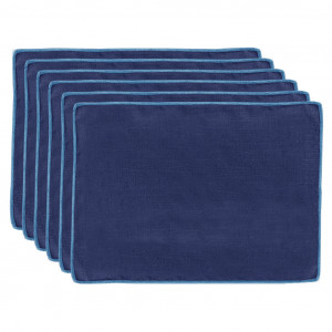 Lot de 6 sets de table, lin et coton bleu 36 x 48 cm - CONSTELLA 9406