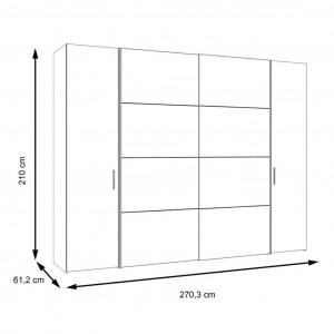 Armoire dressing avec portes coulissantes et battantes, panneaux de particules, finition noir et chêne - KAMILA