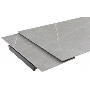 Table de repas extensible 160/240 cm en céramique gris marbré mat et pieds luge métal noir - ARIZONA 02