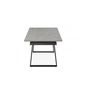 Table de repas extensible 160/240 cm en céramique gris marbré mat et pieds luge métal noir - ARIZONA 02