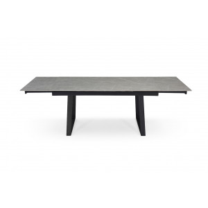 Table de repas extensible 160/240 cm en céramique gris marbré mat et pieds luge métal noir - ARIZONA 02