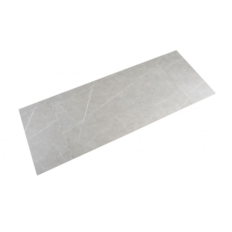 Table de repas extensible 160/240 cm en céramique gris marbré mat et pied géométrique luge métal noir - ARIZONA 03