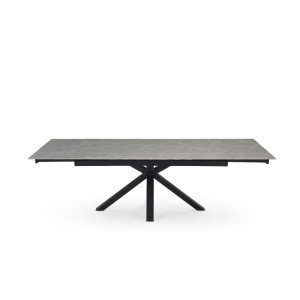 Table de repas extensible 160/240 cm en céramique gris marbré mat et pied épais croisé en métal noir - ARIZONA 04
