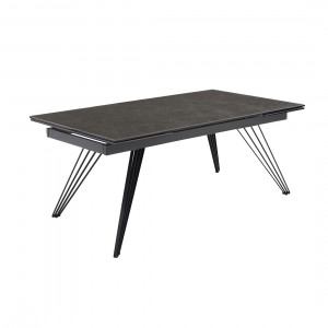 Table de repas extensible 160/240 cm céramique gris anthracite mat et pieds filaires inclinés métal noir - UTAH 01