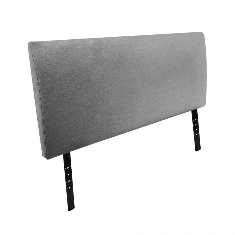 Tête de lit 180x60 tissu gris avec 2 barres de fixation métal - PAULA