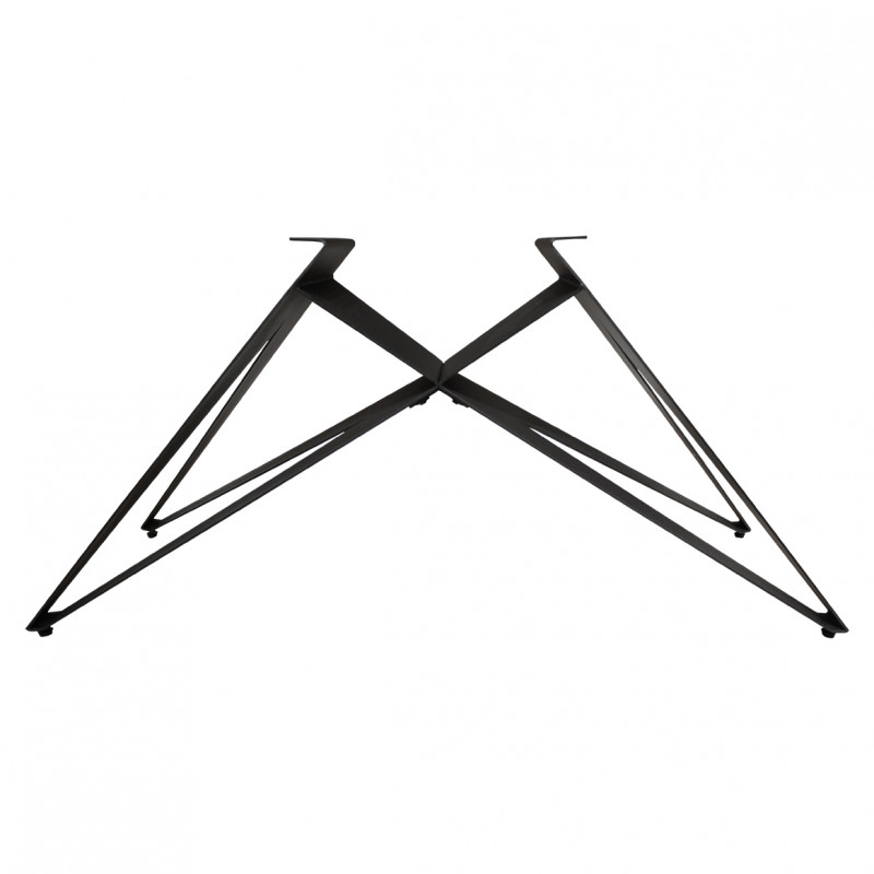 Table de repas extensible 160/240 cm céramique Italienne gris marbré brillant et pied géométrique luge métal noir - DAKOTA 03