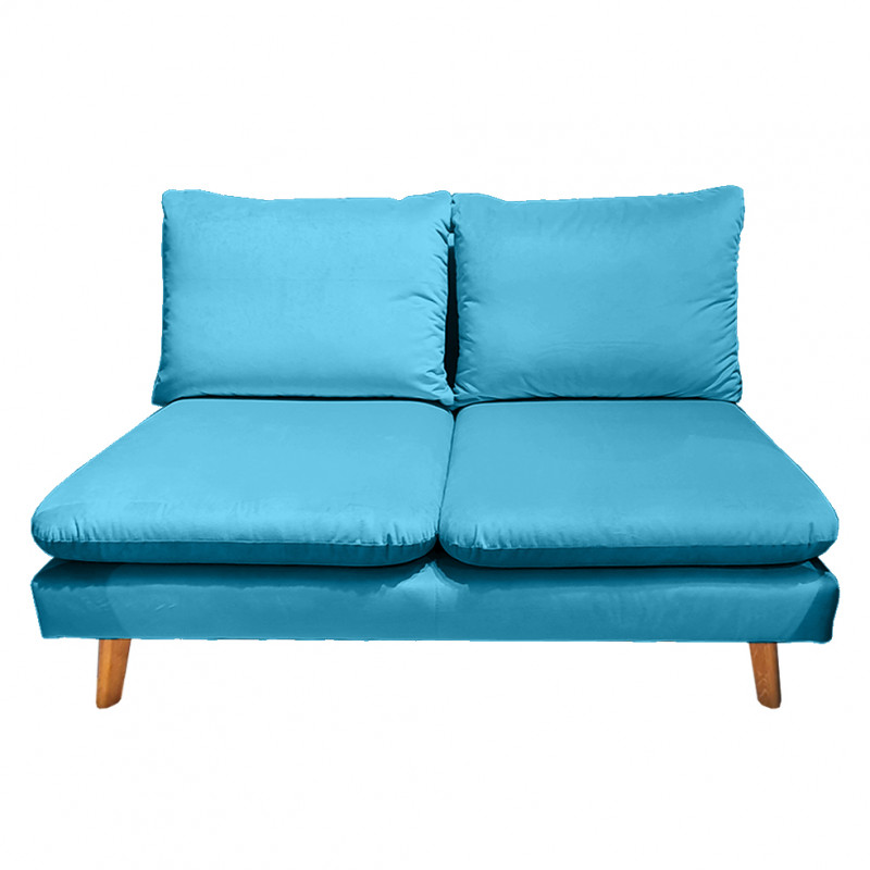Chauffeuse 2 places pour canapé modulable en velours bleu - LASSIE