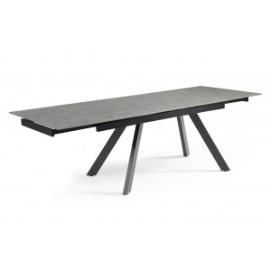 Table extensible 160/240 cm en céramique gris marbré mat et 4 pieds inclinés métal noir - ARIZONA 08