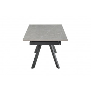 Table extensible 160/240 cm en céramique gris marbré mat et 4 pieds inclinés métal noir - ARIZONA 08