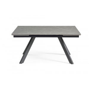 Table extensible 160/240 cm en céramique gris marbré mat et 4 pieds inclinés métal noir - ARIZONA 08