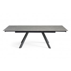 Table extensible 160/240 cm en céramique gris marbré mat et 4 pieds inclinés métal noir - ARIZONA 08