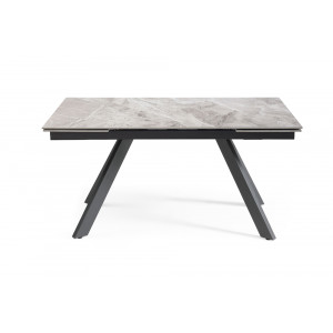 Table extensible 160/240 cm en céramique gris marbré brillant et 4 pieds inclinés métal noir - DAKOTA 08