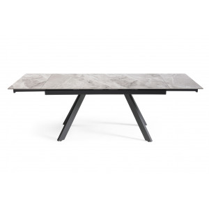 Table extensible 160/240 cm en céramique gris marbré brillant et 4 pieds inclinés métal noir - DAKOTA 08