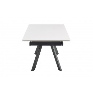 Table extensible 160/240 cm en céramique blanc mat et 4 pieds inclinés métal noir - OREGON 08