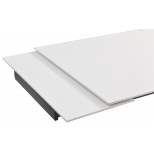 Table extensible 160/240 cm en céramique blanc mat et 4 pieds droits métal noir - OREGON 09