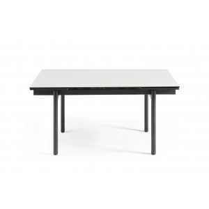 Table extensible 160/240 cm en céramique blanc mat et 4 pieds droits métal noir - OREGON 09