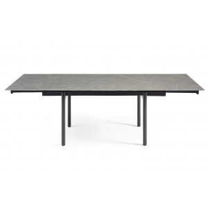 Table extensible 160/240 cm en céramique gris marbré mat et 4 pieds droits métal noir - ARIZONA 09