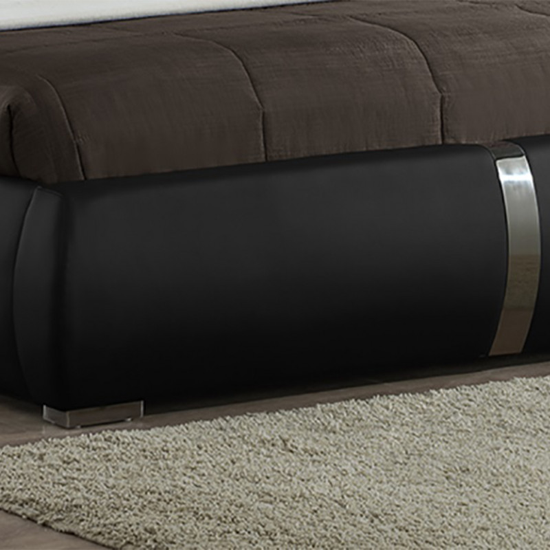 Pack lit double en simili noir + matelas 160 x 200 cm - EDEN