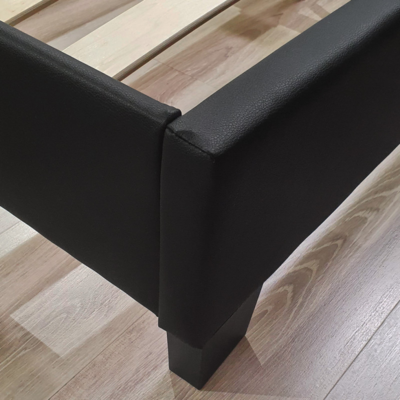 Pack lit double en simili noir + matelas 160 x 200 cm inclus - BALI
