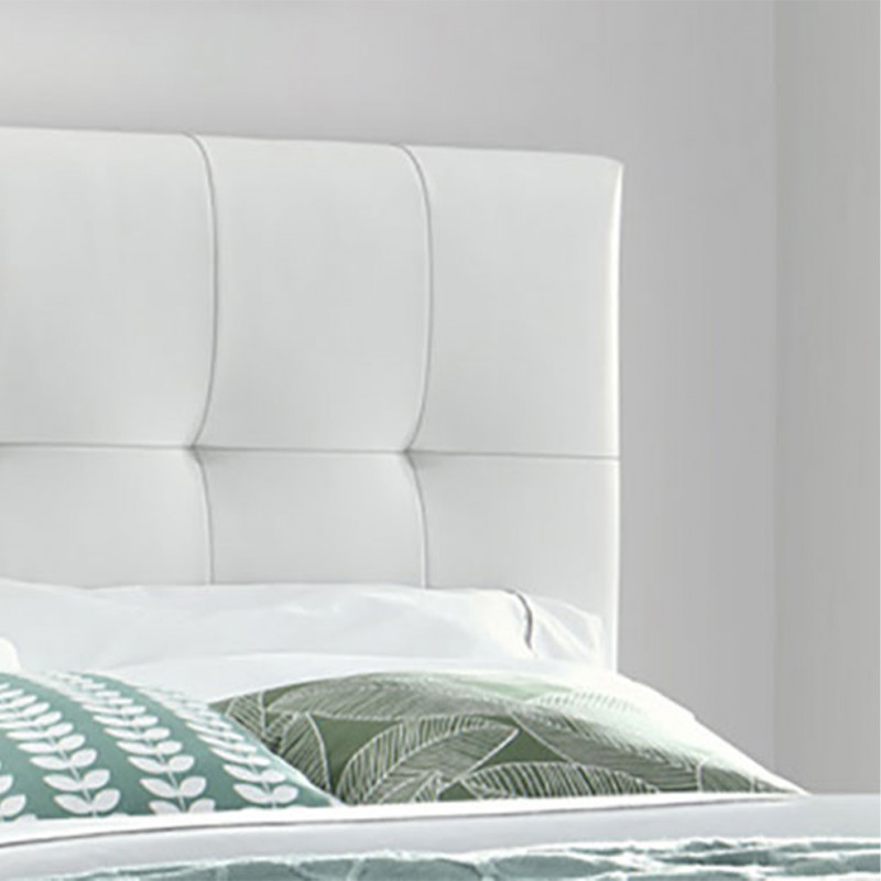 Pack lit double en simili blanc + matelas 140 x 190 cm - PANDORA
