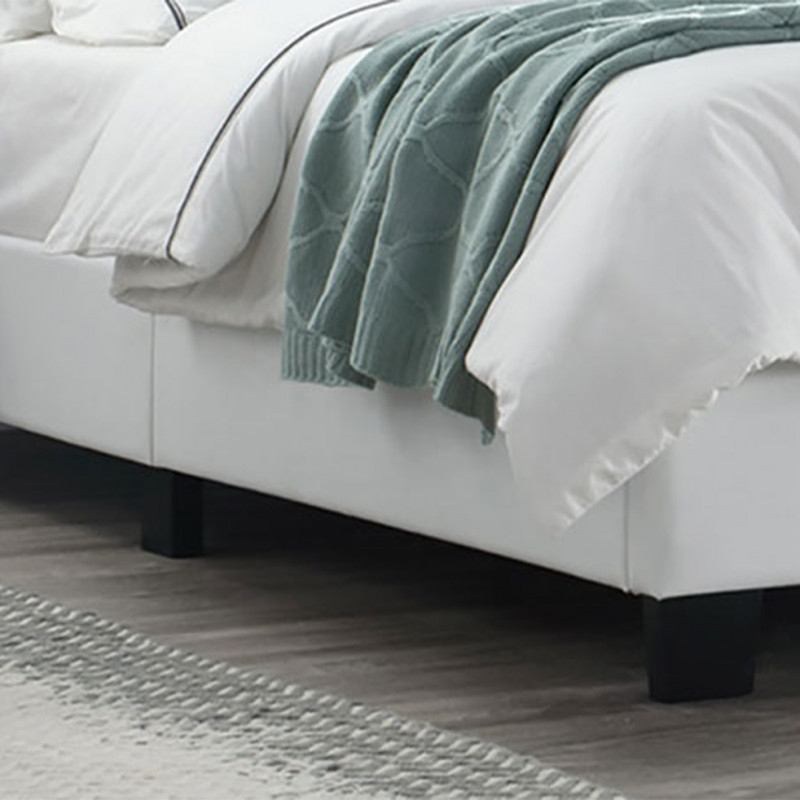 Pack lit double en simili blanc + matelas 160 x 200 cm - PANDORA