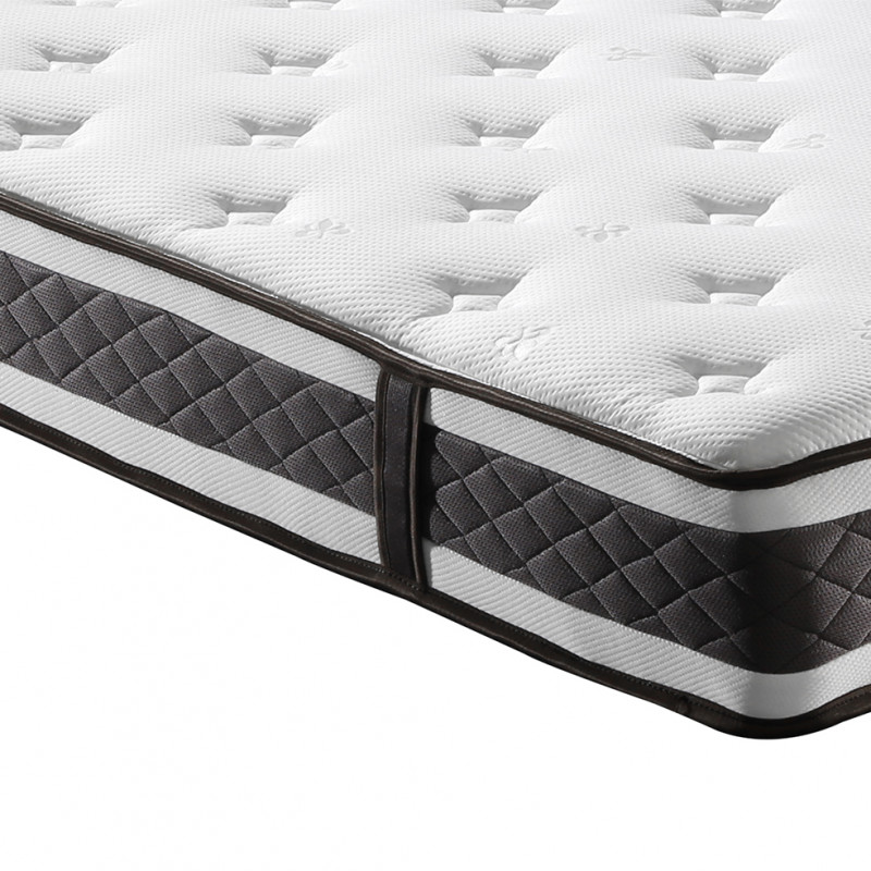 Pack lit double en simili gris + matelas 160 x 200 cm - PANDORA