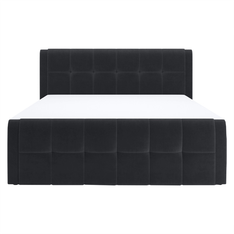 Lit boxspring 160x200 cm anthracite + matelas et surmatelas - RIVEN