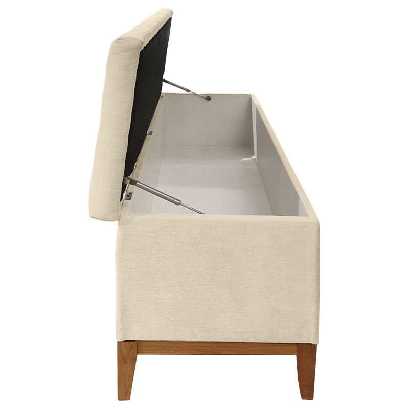 Banc / Bout de lit avec coffre de rangement tissu doux écru - SKY