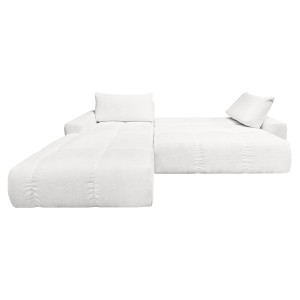 Canapé d'angle gauche convertible tissu bouclette blanc L304 cm - VOLT