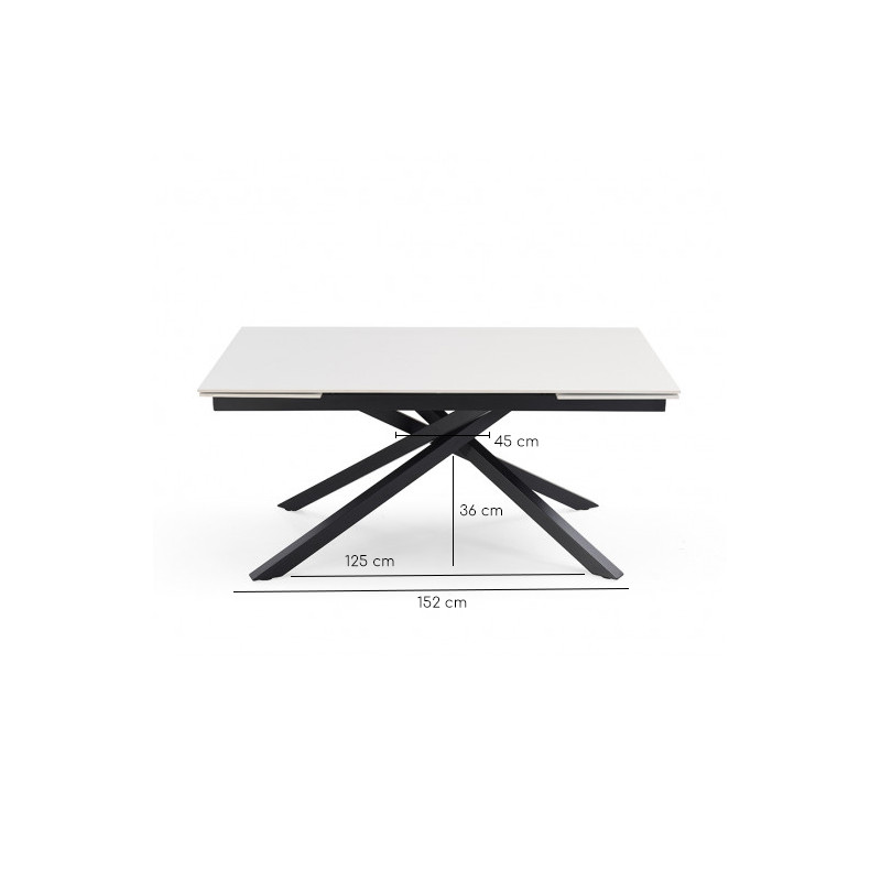 Table extensible 160/240 cm céramique noir marbré pied torsadé - INDIANA 05