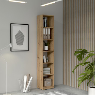 Etagère bibliothèque L.40 cm avec 5 tablettes décor chêne rustique - MARIE