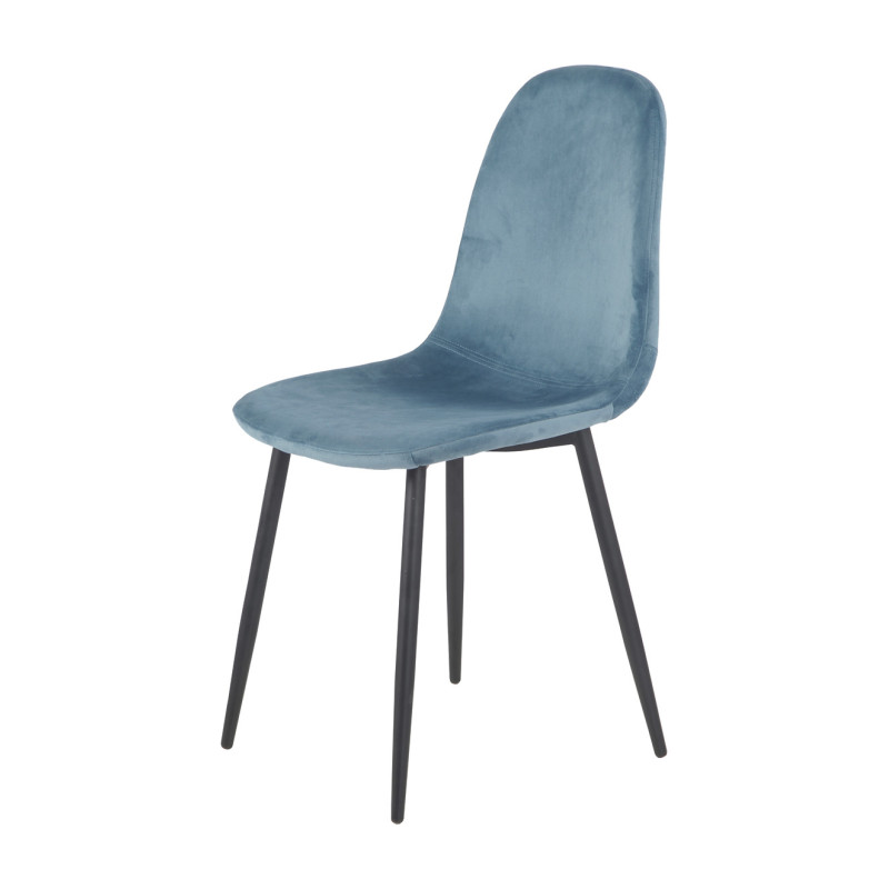 Lot de 4 Chaises velours bleu - BIBA