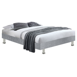 Sommier 180 x 200 cm en Tissu Gris Clair avec Piètements en Métal Inclus - REMIMOS