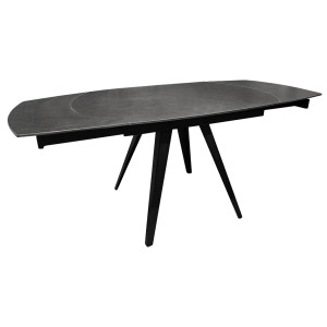 Table de Repas Ovale Extensible 120 à 180 cm Céramique Gris et Pieds Évasés Métal Noir - ADELPHIA 3