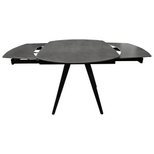 Table de Repas Ovale Extensible 120 à 180 cm Céramique Gris et Pieds Évasés Métal Noir - ADELPHIA 3