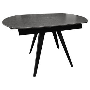 Table de Repas Ovale Extensible 120 à 180 cm Céramique Gris et Pieds Évasés Métal Noir - ADELPHIA 3