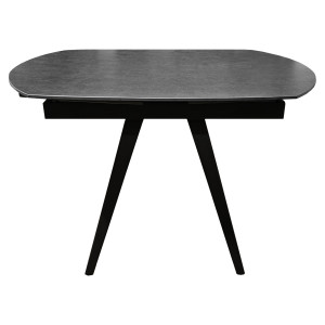 Table de Repas Ovale Extensible 120 à 180 cm Céramique Gris et Pieds Évasés Métal Noir - ADELPHIA 3