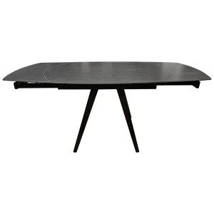 Table de Repas Ovale Extensible 120 à 180 cm Céramique Gris et Pieds Évasés Métal Noir - ADELPHIA 3