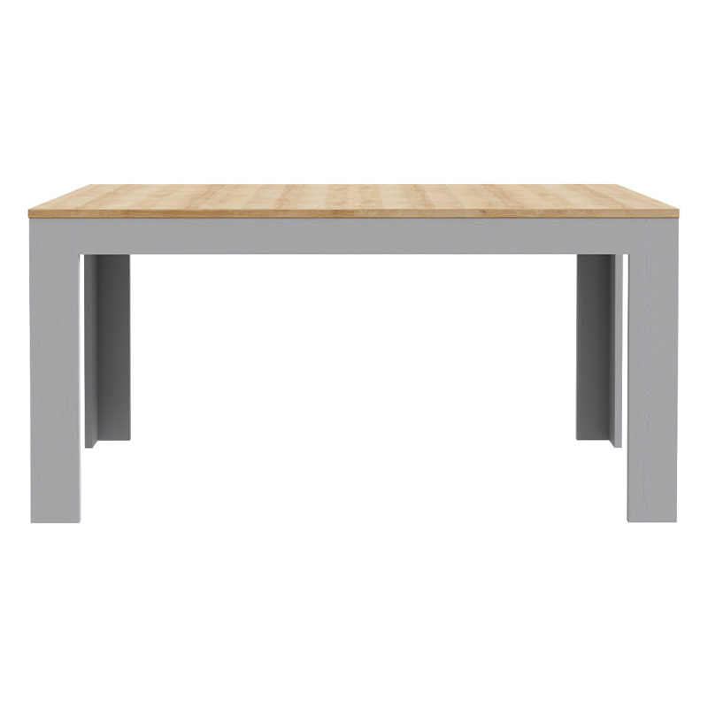 Table de Repas Extensible L160/206 cm Revêtement Décor Chêne Gris et Clair - ANTIBES
